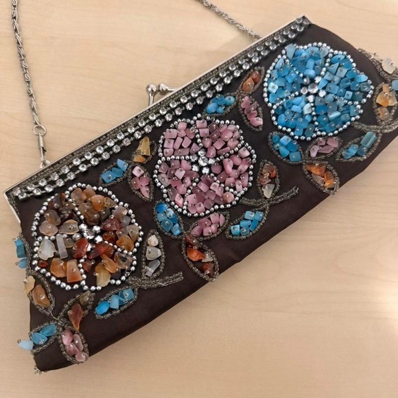 Lapis by Anthropologie Beaded Boho Clutch Bag